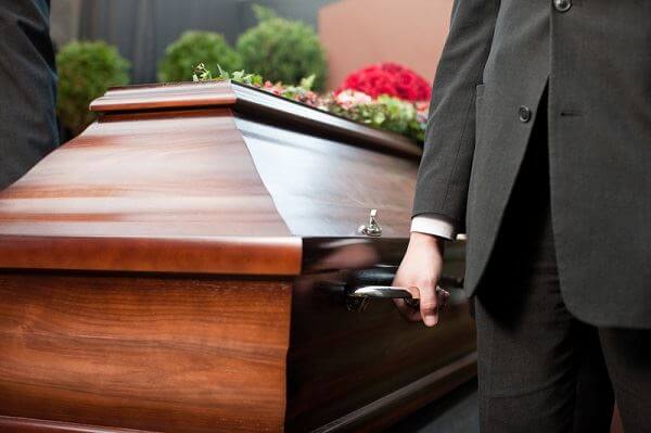 coffin at funeral